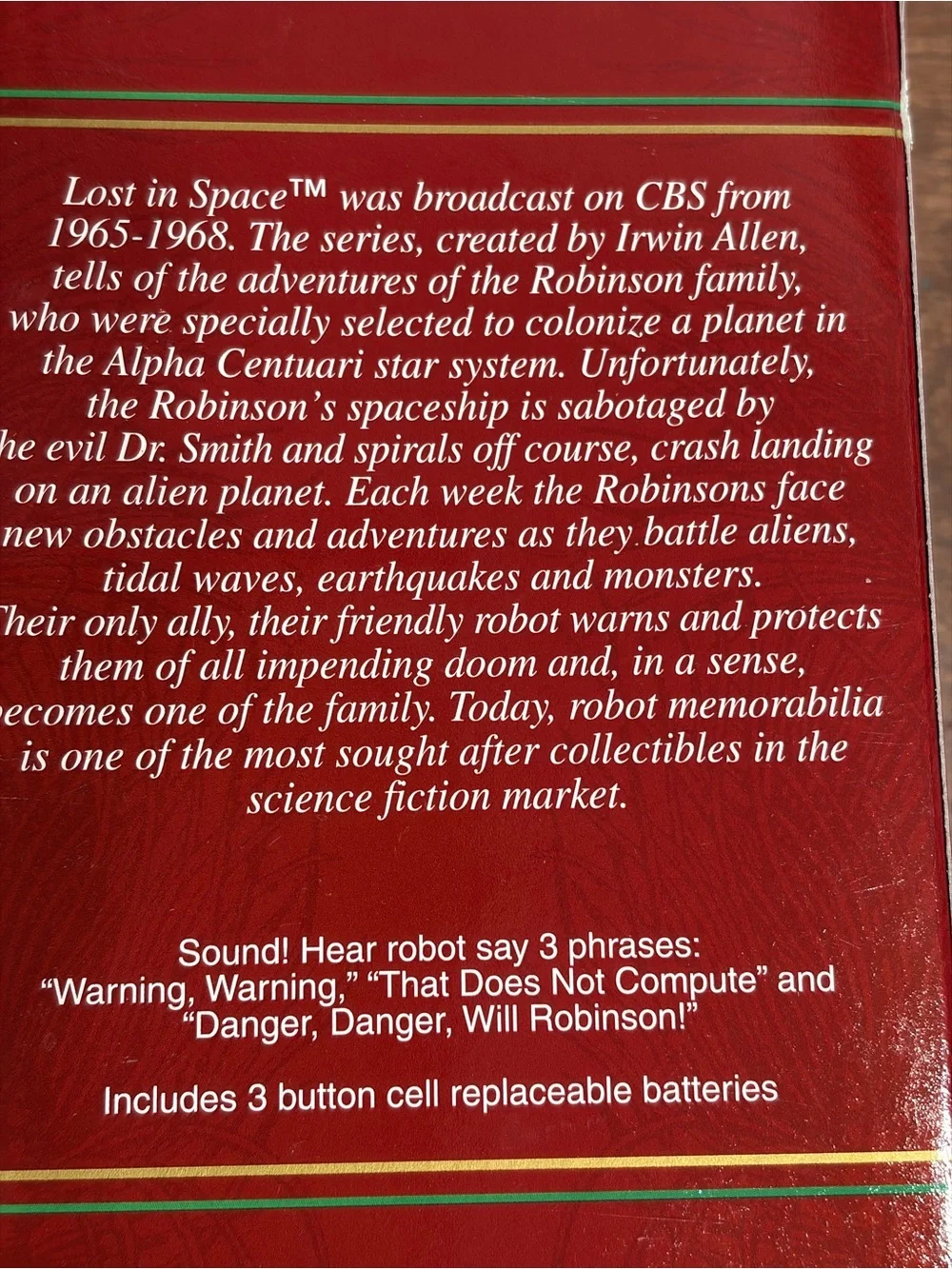 Vintage Lost In Space talking Robot Ornament with Red and Yellow Accents